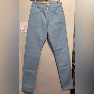 Helmut Lang UNISEX Tall Soda Blue HiDeff Twill High Waisted Jeans 28x35 NWT